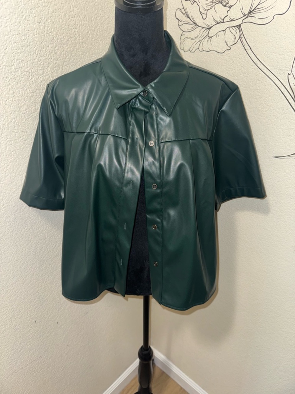 Ces Femme Dark Green Vegan Leather Top